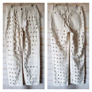 Good American High Waist Laser Cutout Jeans 100% Cotton